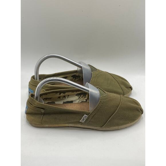 TOMS Women's Olive Green Classic Slip-On Round-Toe Alpargata Canvas Shoes SZ 7 - Picture 2 of 9
